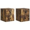 vidaXL V&aelig;gh&aelig;ngt Natbord med skuffe 2 pcs R&oslash;get eg 33 x 34,5 x 40 cm