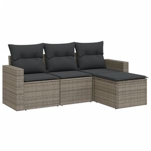 vidaXL sofas&aelig;t til haven 4 dele med hynder polyrattan gr&aring;