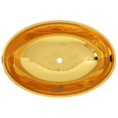 vidaXL håndvask 40 x 33 x 13,5 cm keramik guldfarvet
