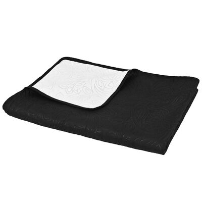 vidaXL dobbeltsidet quiltet sengetæppe 170 x 210 cm sort og hvid