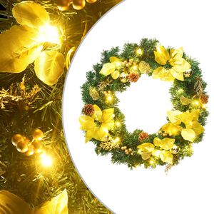 vidaXL julekrans med LED-lys gr&oslash;n 60 cm PVC