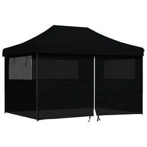 vidaXL foldbart pop-up festtelt med 4 sidev&aelig;gge sort