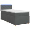 vidaXL Box Spring Seng med Madras og LED M&oslash;rkegr&aring; 90 x 190 cm Stof