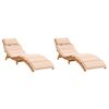 vidaXL liggestole med hynder 2 stk. massivt akacietr&aelig; beige