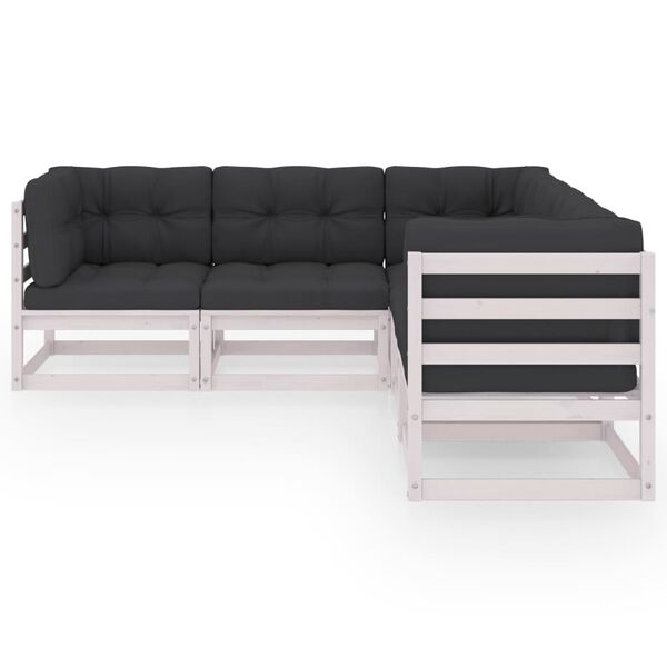 vidaXL loungesæt til haven 5 dele med hynder massivt fyrretræ