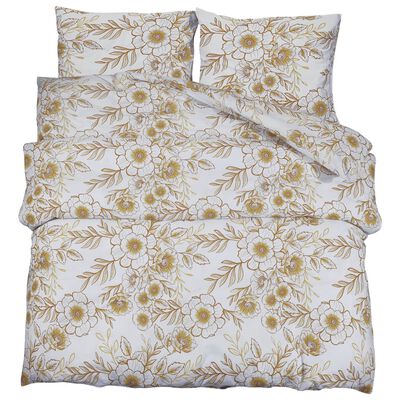 vidaXL sengetøj 200x220 cm bomuld hvid og brun