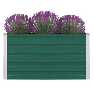 vidaXL forh&oslash;jet blomsterbed 100 x 100 x 45 cm galvaniseret st&aring;l gr&oslash;n