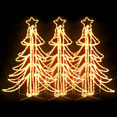 vidaXL foldbare juletræer 3 stk. 87x87x93 cm varmt hvidt lys