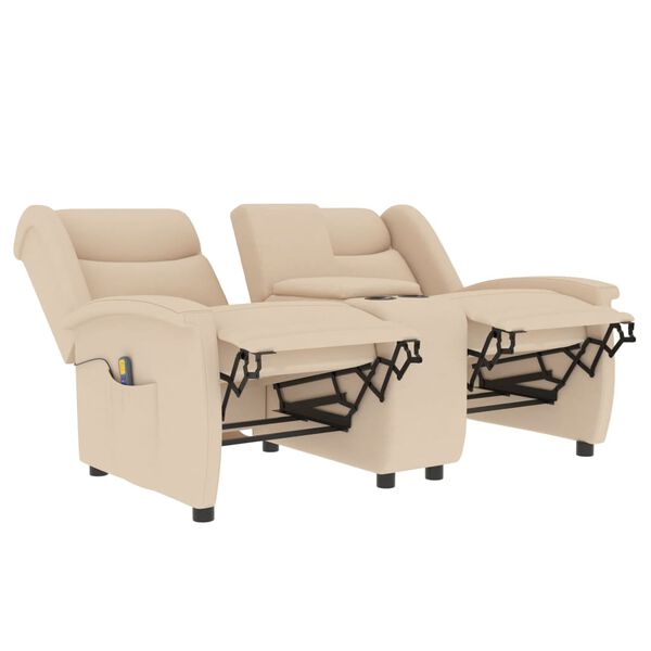 vidaXL 2-personers massagestol med kopholder cremefarvet