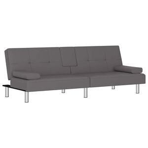vidaXL sovesofa med kopholdere kunstl&aelig;der gr&aring;