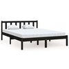vidaXL sengeramme 150x200 cm King Size massivt fyrretr&aelig; sort