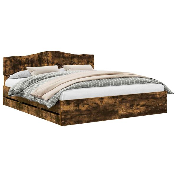 vidaXL Sengestel med skuffe R&oslash;get eg 180 x 200 cm Ingeni&oslash;rtr&aelig;