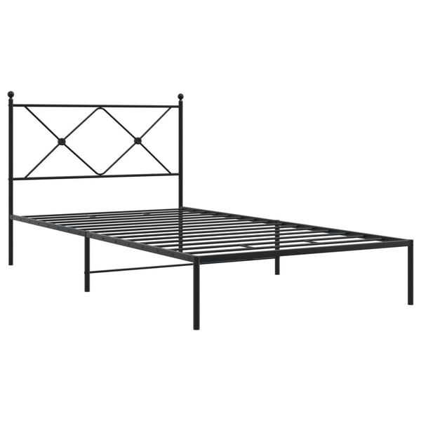 vidaXL sengeramme med sengegavl 107x203 cm metal sort