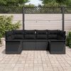 vidaXL Havesofa S&aelig;t med pude 6 pcs Sort polyrattan