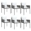vidaXL havestole med hynder 6 stk. 54x61x83 cm polyrattan brun