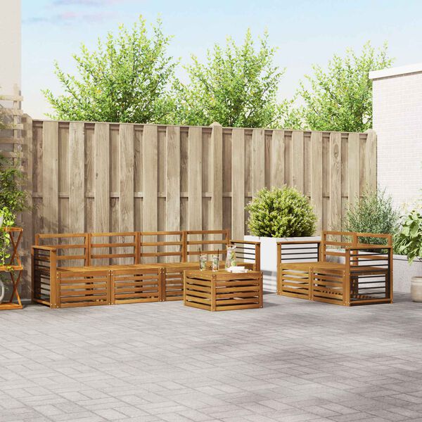 vidaXL Sofas&aelig;t 7 pcs Naturfarvet Massivt Akacietr&aelig;