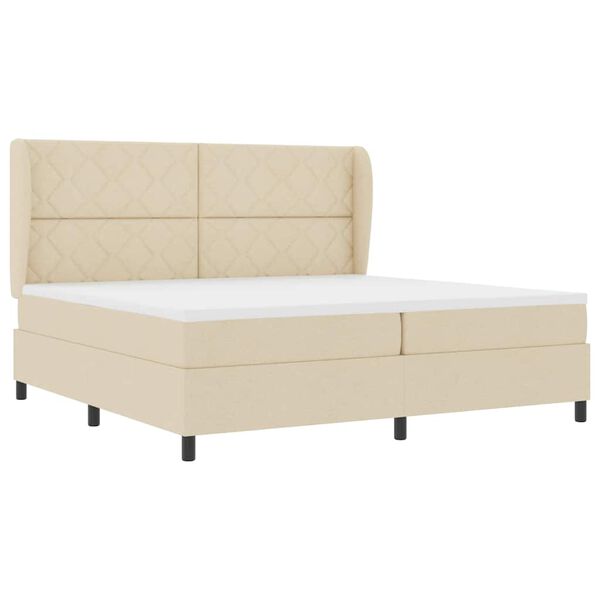 vidaXL Box spring seng med madras Creme 200 x 200 cm Stof