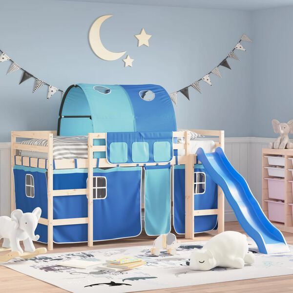 vidaXL gardiner med tunnel til h&oslash;jseng polyester bl&aring;