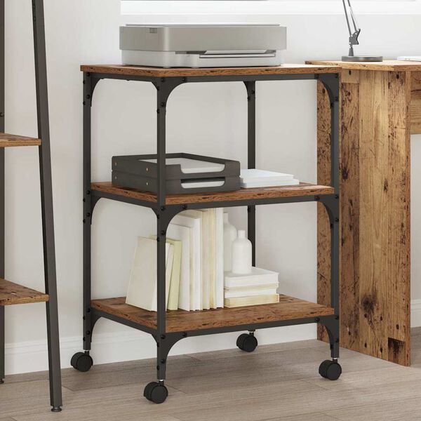 vidaXL Printerstand Gammelt tr&aelig; 50 x 41 x 75 cm Konstrueret tr&aelig;