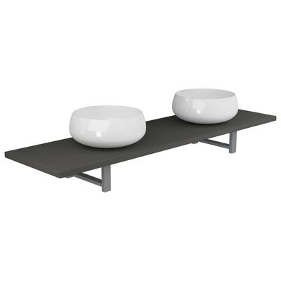 vidaXL keramisk badeværelsesmøbelsæt 3 dele grå
