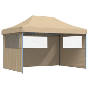 vidaXL foldbart pop-up festtelt med 3 sidev&aelig;gge beige
