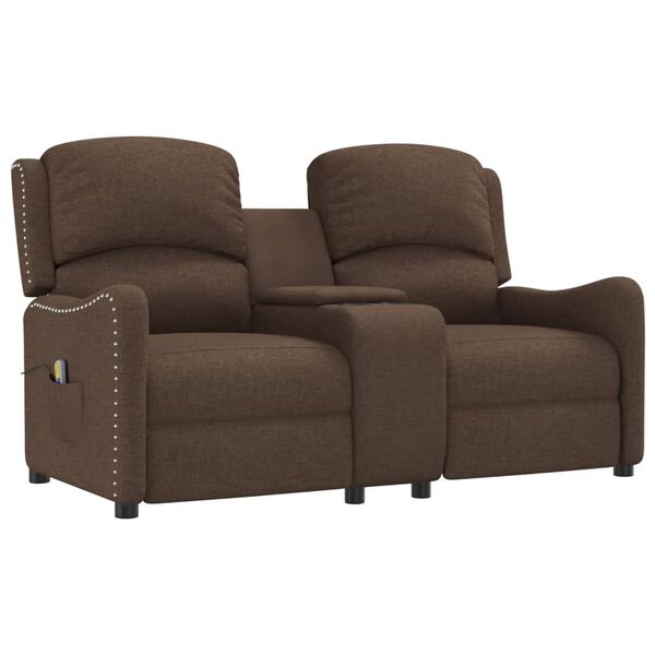 vidaXL 2-personers massagestol med kopholdere stof brun