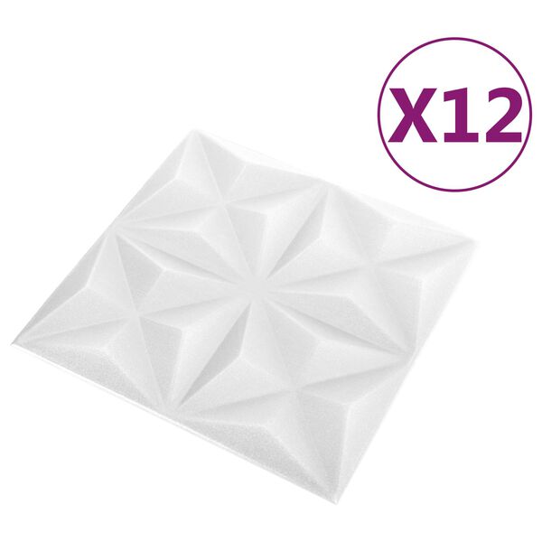 vidaXL V&aelig;gpaneler 12 pcs Origami Hvid 50 x 50 cm XPS Skum