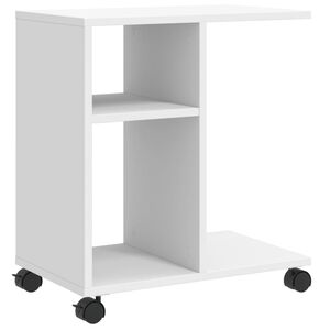 vidaXL sidebord med hjul 50x30x55 cm konstrueret tr&aelig; hvid
