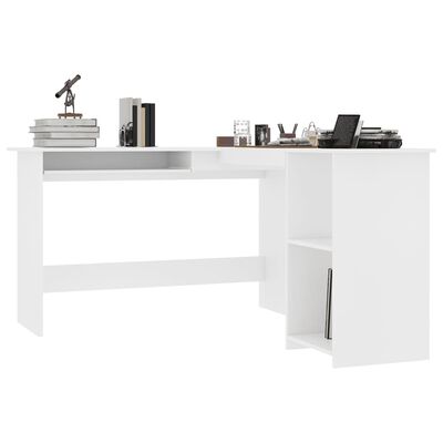 vidaXL L-formet skrivebord 120x140x75 cm konstrueret træ hvid