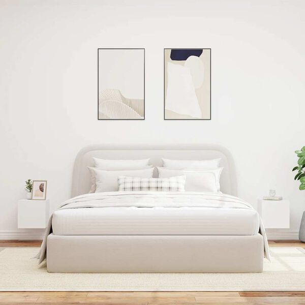 vidaXL v&aelig;gh&aelig;ngte tv-borde 2 stk. med LED-lys 30,5x35x30 cm hvid