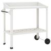 vidaXL Pottebord med hjul 96 x 50 x 89 cm Koldvalset st&aring;l Hvid