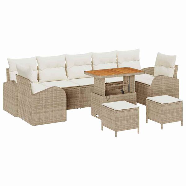 vidaXL Havesofa S&aelig;t med pude med opbevaring 10 pcs Beige og creme