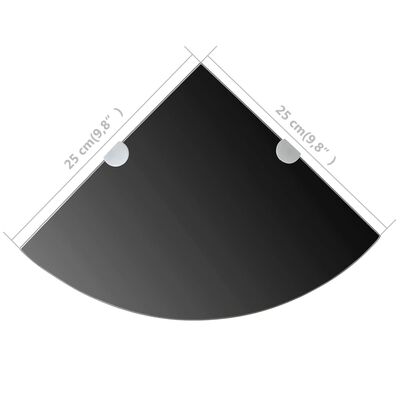 vidaXL hjørnehylde med krombeslag glas sort 25 x 25 cm