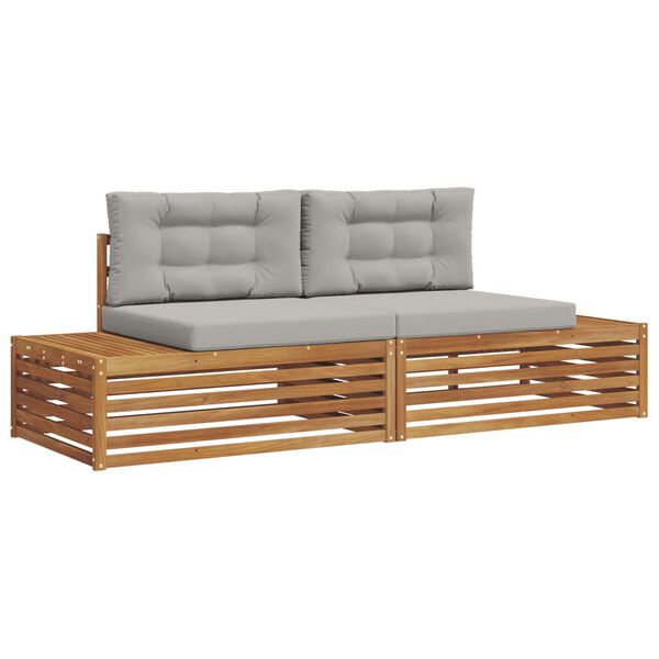 vidaXL Udend&oslash;rs sofagruppe med pude 2 Stk Naturlig og Lys Gr&aring;