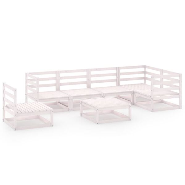 vidaXL lounges&aelig;t til haven 7 dele massivt fyrretr&aelig; hvid