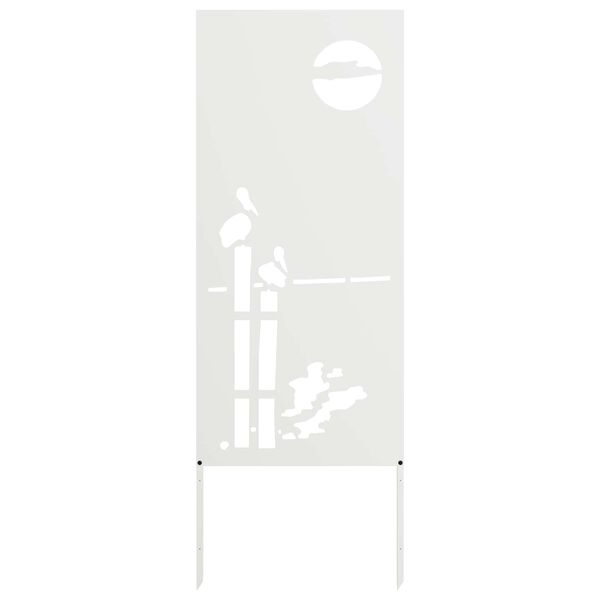 vidaXL Have privatliv skærm Fretwork Hvid 50 x 140 cm Koldvalset stål