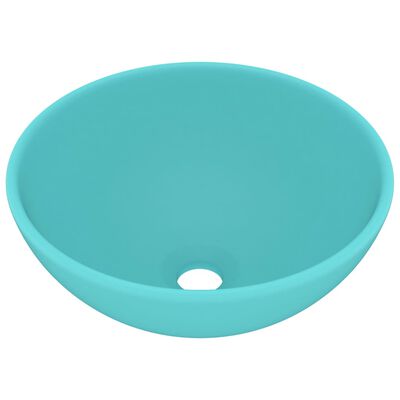 vidaXL luksuriøs håndvask 32,5x14 cm rund keramisk mat lysegrøn