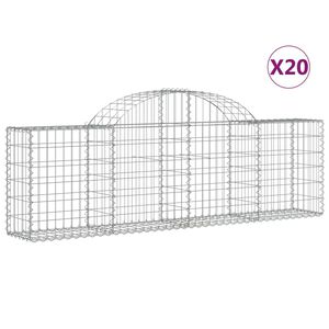 vidaXL buede gabionkurve 20 stk. 200x30x60/80 cm galvaniseret jern