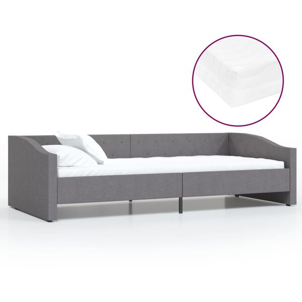 vidaXL daybed med madras og USB 90x200 cm stof lysegr&aring;