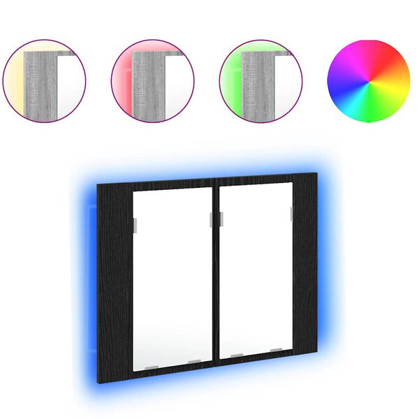 vidaXL Badeværelsesspejlskab Sort eg 60 x 12 x 45 cm Konstrueret træ