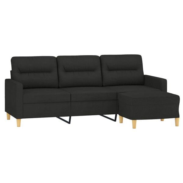 vidaXL 3-personers sofa med fodskammel 180 cm sort
