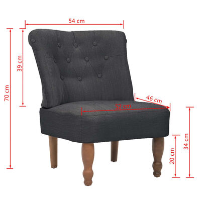 vidaXL fransk stol 2 stk. stof grå
