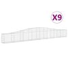 vidaXL buede gabionkurve 9 stk. 400x30x40/60 cm galvaniseret jern