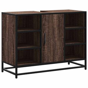 vidaXL underskab til h&aring;ndvask 80x33x60 cm konstrueret tr&aelig; brunt egetr&aelig;