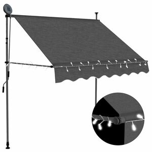 vidaXL markise m. LED-lys manuel betjening 100 cm antracitgr&aring;