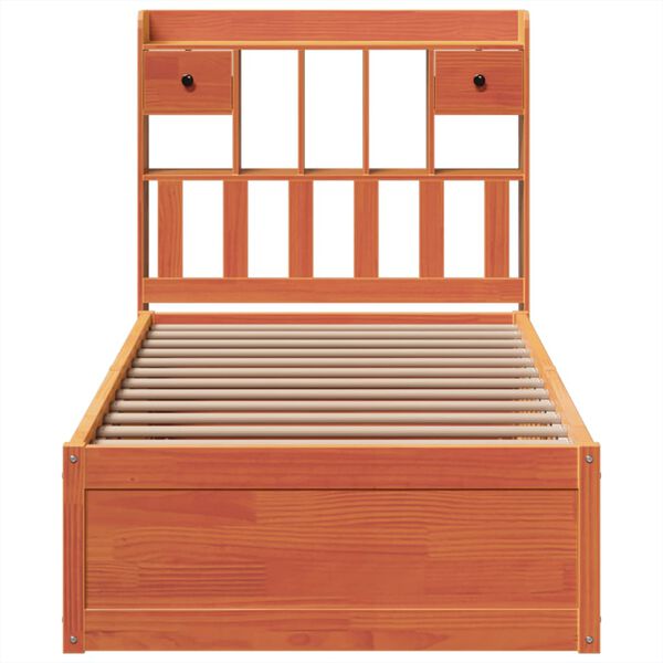 vidaXL sengeramme uden madras 100x200 cm massivt fyrretr&aelig; gyldenbrun