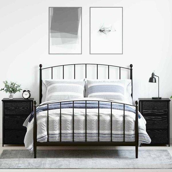 vidaXL Natskab 2 pcs Sort eg 40 x 36 x 60 cm Solid genbrugs tr&aelig;