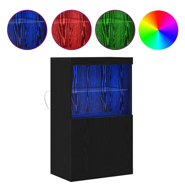 vidaXL LED Sideboard Sort 60 x 37 x 100 cm Konstrueret tr&aelig;