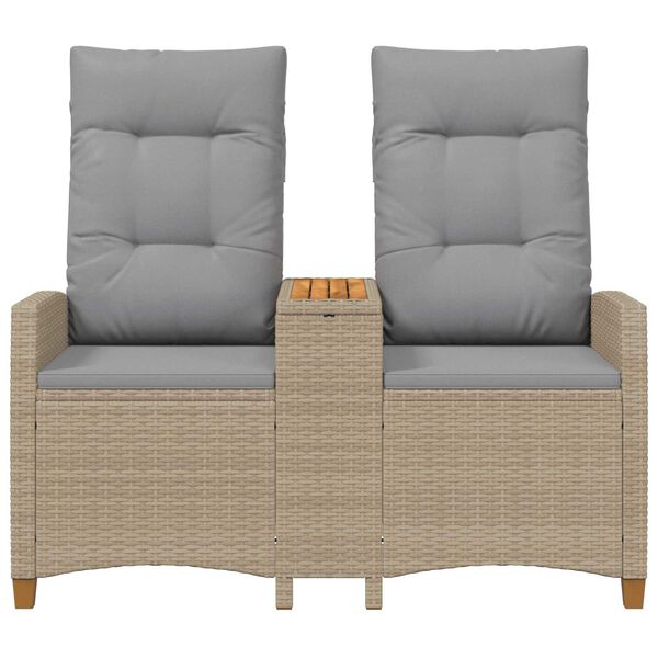 vidaXL Reclining Bench med Bord Beige og lys gr&aring; 126 x 65 x 112 cm