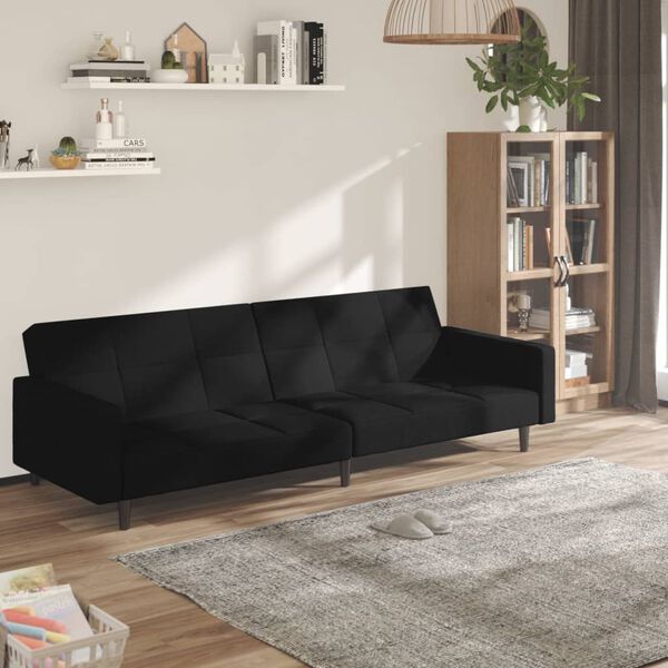 vidaXL 2-personers sovesofa mikrofiberstof sort
